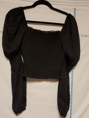 Ina NEW Black Cropped Blouse Mutton Sleeves Small Romantic Whimsigoth Fairycore